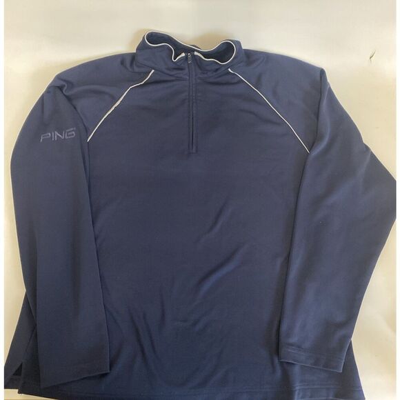 Mens PING 1/4 Zip Golf Sweatshirt Long Sleeve Navy Blue Large - Picture 1 of 7